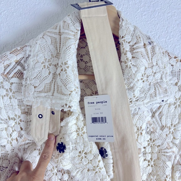 Free People Ivory Lace Trench Coat, Jacket XS - Picture 4 of 9